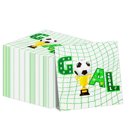Hegbolke Fußball-Servietten, 100 Stück, weiß, 33 x 33 cm, 3-lagig, Fußball-Party-Dekorationen, Tuch Hegbolke Fußball-Servietten, 100 Stück, weiß, 33 x 33 cm, 3-lagig, Fußball-Party-Dekorationen, Tuch von Hegbolke