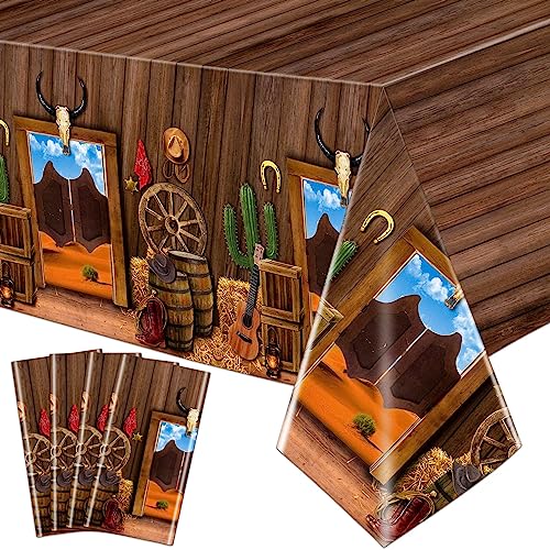 Hegbolke 4er-Pack Western-Tischdecken – Western-Cowboy-Geburtstags-Tischdecke Wild West Theme Saloon Yeehaw Scene Setters Tischdecke für Western-Motto-Babyparty-Geburtstagsfeier, 130x220cm Hegbolke 4er-Pack Western-Tischdecken – Western-Cowboy-Geburtstags-Tischdecke Wild West Theme Saloon Yeehaw Scene Setters Tischdecke für Western-Motto-Babyparty-Geburtstagsfeier, 130x220cm von Hegbolke