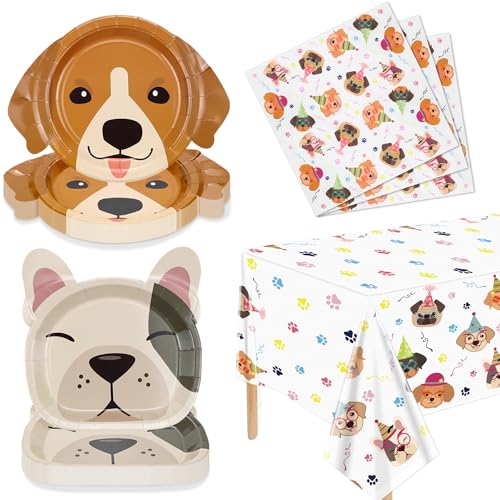 Hegbolke 61 Pcs Hund Party Dekorationen - einschließlich Teller, Servietten, Welpen Tischdecke für Kinder Welpen Hund Themed Birthday Party Supplies, Serve 20 Hegbolke 61 Pcs Hund Party Dekorationen - einschließlich Teller, Servietten, Welpen Tischdecke für Kinder Welpen Hund Themed Birthday Party Supplies, Serve 20 von Hegbolke