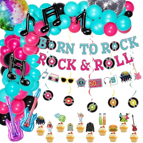 Hegbolke 91 Stück 50er Rock and Roll Partydekorationen | einschließlich Elementflagge, hängender Wirbel, Tortenaufsätze, Luftballons, Banner für 50er Jahre Themenparty, Sock Hop Partydekorationen Hegbolke 91 Stück 50er Rock and Roll Partydekorationen | einschließlich Elementflagge, hängender Wirbel, Tortenaufsätze, Luftballons, Banner für 50er Jahre Themenparty, Sock Hop Partydekorationen von Hegbolke
