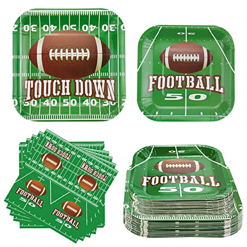 Hegbolke Fußball-Dekoration Partyzubehör – 60 Stück 22,9 cm und 17,8 cm Teller Servietten Set für Fußball-Fans, Geburtstagsparty, Super Bowl Party Supplies – Serves 20 von Hegbolke