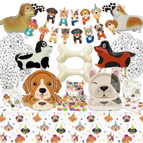Hegbolke Hunde-Geburtstagsparty-Zubehör – Welpen-Party-Dekorationen, inklusive Teller, Becher, Servietten und mehr für Welpen-Motto-Party-Dekorationen Hegbolke Hunde-Geburtstagsparty-Zubehör – Welpen-Party-Dekorationen, inklusive Teller, Becher, Servietten und mehr für Welpen-Motto-Party-Dekorationen von Hegbolke