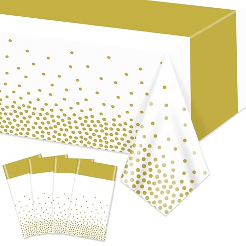 Hegbolke Tischdecken in Weiß und Gold, 220 x 130 cm, rechteckig, goldfarben, für Hochzeiten, Geburtstage, Erstkommunion, Babypartys, Abschlussfeiern, 4 Stück Hegbolke Tischdecken in Weiß und Gold, 220 x 130 cm, rechteckig, goldfarben, für Hochzeiten, Geburtstage, Erstkommunion, Babypartys, Abschlussfeiern, 4 Stück von Hegbolke