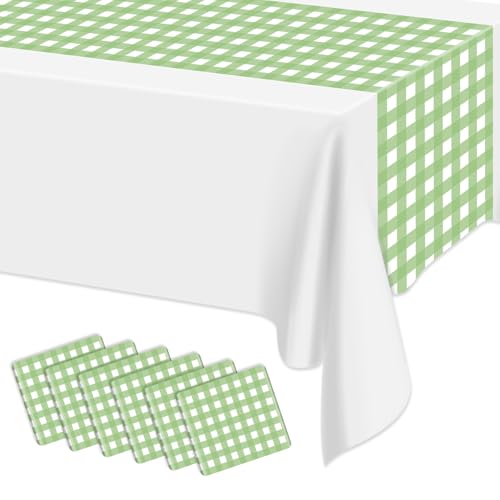 Hegbolke Tischläufer, Gingham-Tischläufer, grün und weiß kariert, 35,6 x 274,4 cm, rechteckig, wasserdicht, Picknick-Tischläufer für Geburtstag, Party, Urlaub, Outdoor-Zubehör, 6 Stück Hegbolke Tischläufer, Gingham-Tischläufer, grün und weiß kariert, 35,6 x 274,4 cm, rechteckig, wasserdicht, Picknick-Tischläufer für Geburtstag, Party, Urlaub, Outdoor-Zubehör, 6 Stück von Hegbolke