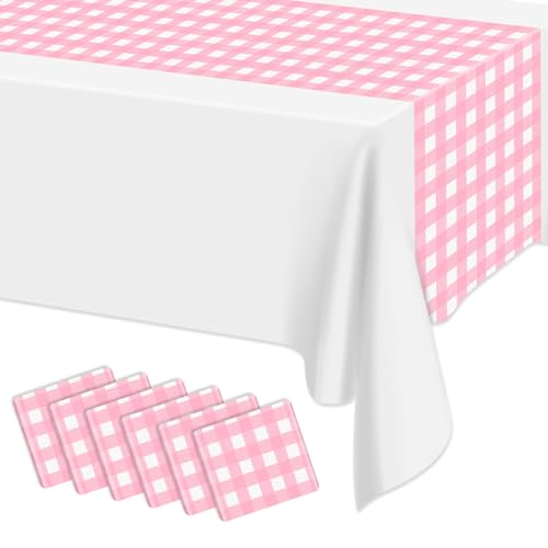 Hegbolke Tischläufer mit Gingham-Muster, rechteckig, wasserdicht, Picknick-Tischläufer für Geburtstag, Party, Urlaub, Outdoor-Zubehör, 35,6 x 274,4 cm, Rosa, 6 Stück Hegbolke Tischläufer mit Gingham-Muster, rechteckig, wasserdicht, Picknick-Tischläufer für Geburtstag, Party, Urlaub, Outdoor-Zubehör, 35,6 x 274,4 cm, Rosa, 6 Stück von Hegbolke