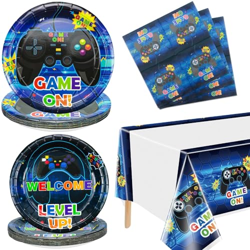 Hegbolke Video Game Party Supplies Serve 20-61Pcs Teller Servietten Tischtuch für Jungen Gamer Gaming Controller Party Supplies von Hegbolke