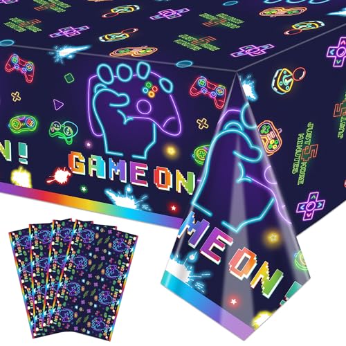 Hegbolke Videospiel-Party-Tischdecken-Set, 4 Stück, Neon-Spiel auf Tischdecke, rechteckige Tischdekoration, Geburtstagsparty-Dekorationen für Kinder, Jungen und Mädchen, 218,4 x 129,5 cm, Spiel Hegbolke Videospiel-Party-Tischdecken-Set, 4 Stück, Neon-Spiel auf Tischdecke, rechteckige Tischdekoration, Geburtstagsparty-Dekorationen für Kinder, Jungen und Mädchen, 218,4 x 129,5 cm, Spiel von Hegbolke