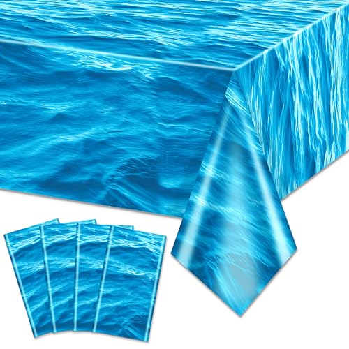 Ozeanwellen-Tischdecken – Ozeanwasser-Tischdecke für Ozean, Strand, Pool, Meerjungfrau, Hai, Geburtstagsparty, Dekoration, Zubehör, 129,5 x 218,4 cm, 4 Stück Ozeanwellen-Tischdecken – Ozeanwasser-Tischdecke für Ozean, Strand, Pool, Meerjungfrau, Hai, Geburtstagsparty, Dekoration, Zubehör, 129,5 x 218,4 cm, 4 Stück von Hegbolke