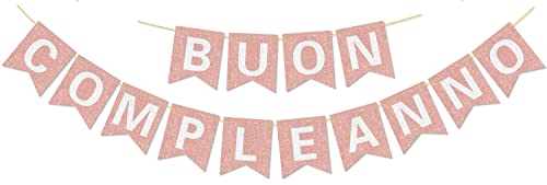 Vorgespanntes Buon Compleanno-Banner – KEIN DIY – mit glänzenden Buchstaben Glitzer Buon Compleanno-Banner für Roségold-Geburtstagsfeier-Dekorationen und Zubehör Vorgespanntes Buon Compleanno-Banner – KEIN DIY – mit glänzenden Buchstaben Glitzer Buon Compleanno-Banner für Roségold-Geburtstagsfeier-Dekorationen und Zubehör von Hegbolke