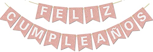 Vorgespanntes Feliz CumpleañOs-Banner – KEIN DIY – mit glänzenden Buchstaben, Glitzer-Feliz CumpleañOs-Banner für roségoldene Geburtstagsparty-Dekorationen und Zubehör Vorgespanntes Feliz CumpleañOs-Banner – KEIN DIY – mit glänzenden Buchstaben, Glitzer-Feliz CumpleañOs-Banner für roségoldene Geburtstagsparty-Dekorationen und Zubehör von Hegbolke