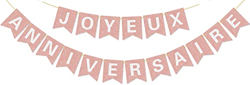 Vorgespanntes Joyeux-Anniversaire-Banner – KEIN DIY – mit glänzenden Buchstaben Glitter Joyeux Anniversaire-Banner für Roségold-Geburtstagsfeier-Dekorationen und Zubehör Vorgespanntes Joyeux-Anniversaire-Banner – KEIN DIY – mit glänzenden Buchstaben Glitter Joyeux Anniversaire-Banner für Roségold-Geburtstagsfeier-Dekorationen und Zubehör von Hegbolke