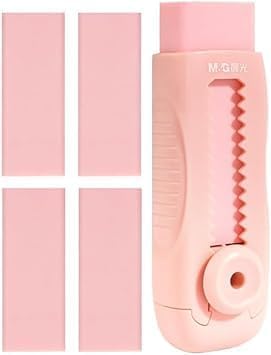 5 x rosa Radiergummis – weiches Rosa, einziehbar, Push-Pull-Druck-Zieh-mit Kunststoffhülle, 4 Nachfüllpackungen, Schule, Büro, Zuhause, Schreibkorrekturzubehör 5 x rosa Radiergummis – weiches Rosa, einziehbar, Push-Pull-Druck-Zieh-mit Kunststoffhülle, 4 Nachfüllpackungen, Schule, Büro, Zuhause, Schreibkorrekturzubehör von Hehglng