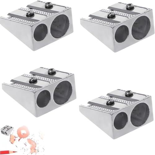 Magnesium-Bleistiftspitzer im Industrie-Stil, 2 Löcher, Mini-Handheld, Metall, für Schulen, Büros, Honig, Kunstprojekte, 4 Stück Magnesium-Bleistiftspitzer im Industrie-Stil, 2 Löcher, Mini-Handheld, Metall, für Schulen, Büros, Honig, Kunstprojekte, 4 Stück von Hehglng
