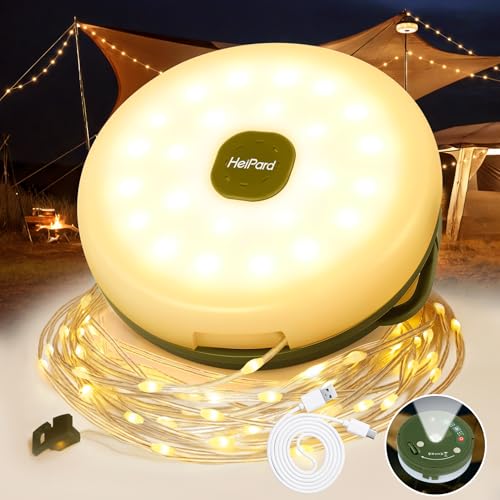 HeiPard Camping Lichterkette Aufrollbar 10M, 4-in-1 USB Wiederaufladbare Tragbare LED Campinglampe Taschenlampe mit 9 Leuchtmodi Timer Dimmbar wasserdicht für Zelt Camping Wohnmobil Wander Party HeiPard Camping Lichterkette Aufrollbar 10M, 4-in-1 USB Wiederaufladbare Tragbare LED Campinglampe Taschenlampe mit 9 Leuchtmodi Timer Dimmbar wasserdicht für Zelt Camping Wohnmobil Wander Party von HeiPard