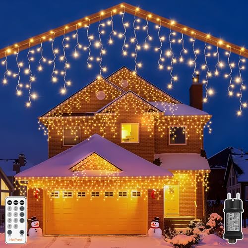 HeiPard Eisregen Lichterkette Außen, 12.15m 486 LEDs Outdoor Weihnachtsbeleuchtung mit 8 modi, 4 Helligkeit, Fernbedienung, Timer, Wasserdicht Lichtervorhang Aussen für Dachrinne, Geländer, Vorbau HeiPard Eisregen Lichterkette Außen, 12.15m 486 LEDs Outdoor Weihnachtsbeleuchtung mit 8 modi, 4 Helligkeit, Fernbedienung, Timer, Wasserdicht Lichtervorhang Aussen für Dachrinne, Geländer, Vorbau von HeiPard