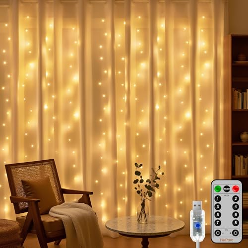 HeiPard LED Lichtervorhang Innen 3x3m, 300 LEDs Warmweiß, Vorhang Lichterkette mit 8 Modi, Timer & Fernbedienung für Weihnachtsdeko, Fensterdekoration und Innenbereich HeiPard LED Lichtervorhang Innen 3x3m, 300 LEDs Warmweiß, Vorhang Lichterkette mit 8 Modi, Timer & Fernbedienung für Weihnachtsdeko, Fensterdekoration und Innenbereich von HeiPard