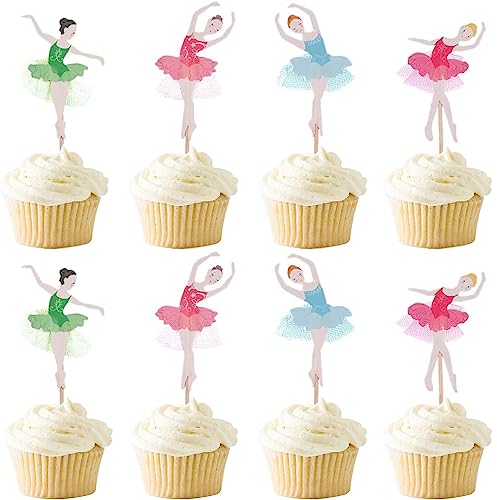 HeiPen 24 Stück Ballerina Cupcake Topper, Baby Party Dekoration für Baby Shower Thema Ballett Mädchen Geburtstag Party Kuchen Dekoendeko HeiPen 24 Stück Ballerina Cupcake Topper, Baby Party Dekoration für Baby Shower Thema Ballett Mädchen Geburtstag Party Kuchen Dekoendeko von HeiPen