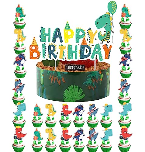 HeiPen25 Stück Dinosaurier Geburtstag Deko, Dino Cupcake Toppers für Kinder Geburtstag Baby Shower Party Dekorationen Zubehör (25 Stück Dinosaurier-2) von HeiPen