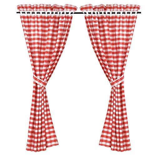 HeichkelL 2 Stück Karo-Muster Gardinenschals Karierte Gardinen Landhausstil Blickdichte Küche Vorhänge mit Tunnelzug 2 Raffhalter Rot BxH 80x145 cm HeichkelL 2 Stück Karo-Muster Gardinenschals Karierte Gardinen Landhausstil Blickdichte Küche Vorhänge mit Tunnelzug 2 Raffhalter Rot BxH 80x145 cm von HeichkelL