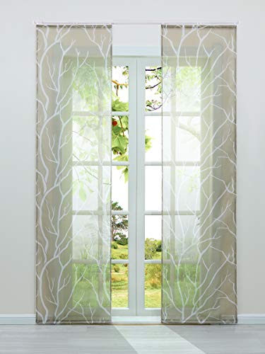 HeichkelL 2er Set Transparente Schiebegardinen Voile Flächenvorhang Druckmuster Raumtrenner mit Klettband Zubehör Klettband und Beschwerungsstange HöhexBreite 145x57 cm Sand HeichkelL 2er Set Transparente Schiebegardinen Voile Flächenvorhang Druckmuster Raumtrenner mit Klettband Zubehör Klettband und Beschwerungsstange HöhexBreite 145x57 cm Sand von HeichkelL