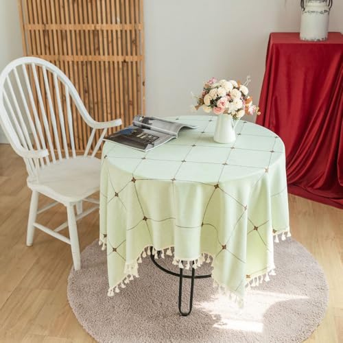 HeichkelL Abwaschbar Tischdecke Landhaus Tischtuch mit Karo Rechteckige Tischdeko Kariert Grün 100 x 140 cm von HeichkelL
