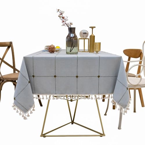 HeichkelL Abwaschbar Tischdecke Landhaus Tischtuch mit Karo Rechteckige Tischdeko Kariert Violett 100 x 140 cm von HeichkelL