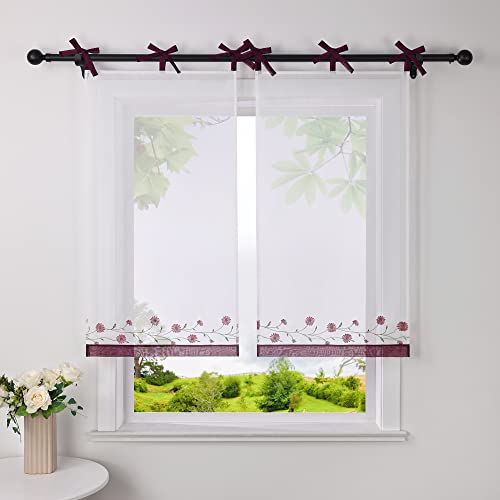 HeichkelL Bestickte Voile Scheibengardinen mit Schleifen Kurzgardinen 1 Teilig Bistrogardine mit Schlaufen Landhaus Kurzstores Violett BxH 60x120 cm HeichkelL Bestickte Voile Scheibengardinen mit Schleifen Kurzgardinen 1 Teilig Bistrogardine mit Schlaufen Landhaus Kurzstores Violett BxH 60x120 cm von HeichkelL