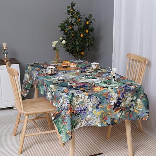 HeichkelL Ölgemälde Tischdecke mit Blumen Abwaschbar Tischdecke Rechteckige Tischtuch Wasserdicht Tischwäsche Grün 131 x 220 cm HeichkelL Ölgemälde Tischdecke mit Blumen Abwaschbar Tischdecke Rechteckige Tischtuch Wasserdicht Tischwäsche Grün 131 x 220 cm von HeichkelL