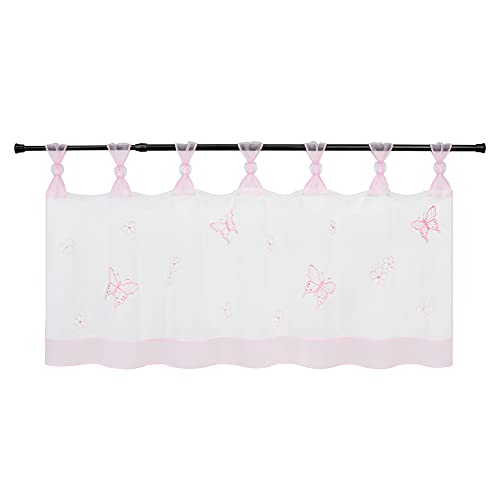 HeichkelL Scheibengardine Schmetterling Stickerei Bistrogardine Küchengardine Voile Kurzgardine mit Schlaufen Modern Inklusive Deko-Kugeln Rosa HxB 45x120 cm HeichkelL Scheibengardine Schmetterling Stickerei Bistrogardine Küchengardine Voile Kurzgardine mit Schlaufen Modern Inklusive Deko-Kugeln Rosa HxB 45x120 cm von HeichkelL