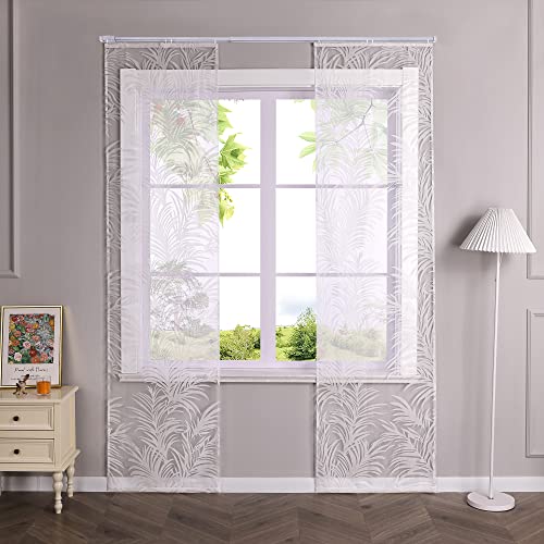 HeichkelL Schiebegardinen Ausbrenner Design Flächenvorhänge Transparenter Vorhang 2er Set Dekoschals Weiß mit Klettband BxH 57x175 cm HeichkelL Schiebegardinen Ausbrenner Design Flächenvorhänge Transparenter Vorhang 2er Set Dekoschals Weiß mit Klettband BxH 57x175 cm von HeichkelL