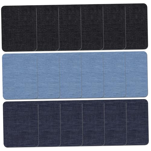 18pcs Eisen auf Flecken, 5 x 4 Zoll 3 Farben Denim -Eisen auf Flecken für Kleidung, Jeans, DIY -Reparatur, Handwerk, Verzierung von Heidouse