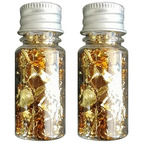2 Flaschen Goldflocken für Nägel, metallische Goldflocken Glitzer Mehrzweck-Golden Foliepapier für Maskenmaniküre Dekoration Malkunst 2 Flaschen Goldflocken für Nägel, metallische Goldflocken Glitzer Mehrzweck-Golden Foliepapier für Maskenmaniküre Dekoration Malkunst von Heidouse