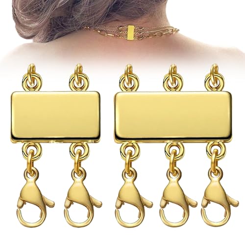 2pcs Halskette Schichten von Verschlüssen, Multi-Strang-Halskettenabscheider zum Schichten von Armband, Schmuck, Kunsthandwerk, Schmuckverschluss von Heidouse