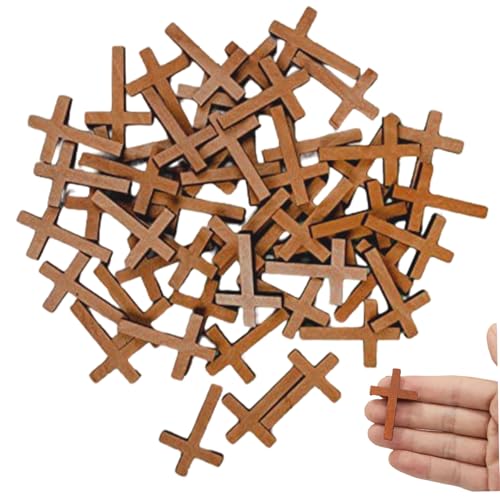 50pcs kleine hölzerne Kreuze, 1, 5 Zoll Mini -Kreuzperlen mit Löchern, Vintage -Anhänger Charme für DIY -Handwerksschmuck herstellen von Heidouse