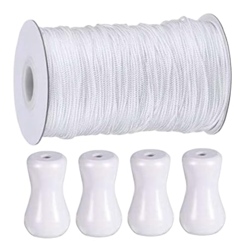 Heidouse Vorhangschnur, 1,8 mm 55 Meter Blindkabel mit 4 Teilen Holzheizen, weiß geflochtener Heben Schatten Zugschnur für Aluminiumblindschatten, Perlenkabel Fäden Heidouse Vorhangschnur, 1,8 mm 55 Meter Blindkabel mit 4 Teilen Holzheizen, weiß geflochtener Heben Schatten Zugschnur für Aluminiumblindschatten, Perlenkabel Fäden von Heidouse