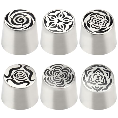 Russische Rohrleitungen Tipps, 6pcs 6 Stile Edelstahlblütenrohrleitungen, leicht zu reinigende Kuchendekoration Vorräte für Heimküche DIY Backaccessoires Russische Rohrleitungen Tipps, 6pcs 6 Stile Edelstahlblütenrohrleitungen, leicht zu reinigende Kuchendekoration Vorräte für Heimküche DIY Backaccessoires von Heidouse