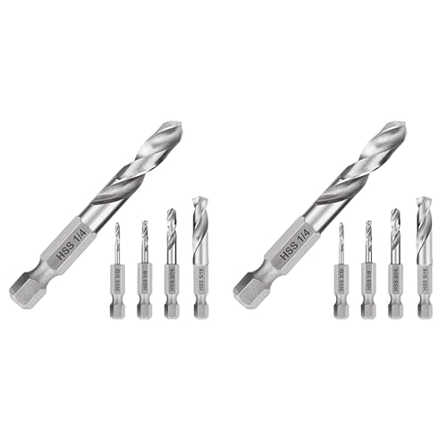 Heiikiuy 1/4 Sechskantschaft-Bohrer-Set, 10-Teiliges Stubby-Bohrer-Set für Metall, M2-Bohrer mit Kurzer LäNge, Stahl für Schnellwechselfutter Heiikiuy 1/4 Sechskantschaft-Bohrer-Set, 10-Teiliges Stubby-Bohrer-Set für Metall, M2-Bohrer mit Kurzer LäNge, Stahl für Schnellwechselfutter von Heiikiuy