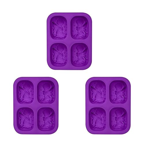 Heiikiuy 3X Seifenform, 4 Mulden, 3D-Engelform, Selbstgemachte Seifenform, SeifenherstellungszubehöR für DIY-Seifenkerzen-Harzhandwerk Heiikiuy 3X Seifenform, 4 Mulden, 3D-Engelform, Selbstgemachte Seifenform, SeifenherstellungszubehöR für DIY-Seifenkerzen-Harzhandwerk von Heiikiuy