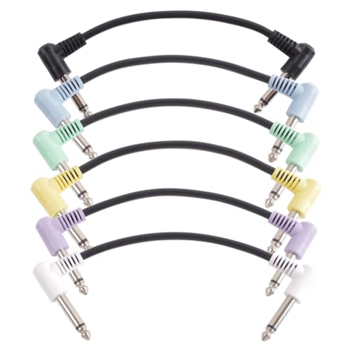 Heiikiuy 6 Packungen 18 cm Gitarreneffektpedal Runde Patchkabel Instrument Gitarrenpedal Kabelverbinder Patchkabel Mehrfarbig von Heiikiuy