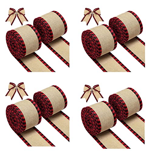 Heiikiuy 8X Büffel Karierte Verdrahtete Bänder Weihnachten Sackleinen Stoff Band Wickel Band Rollen mit Kariertem Rot Heiikiuy 8X Büffel Karierte Verdrahtete Bänder Weihnachten Sackleinen Stoff Band Wickel Band Rollen mit Kariertem Rot von Heiikiuy