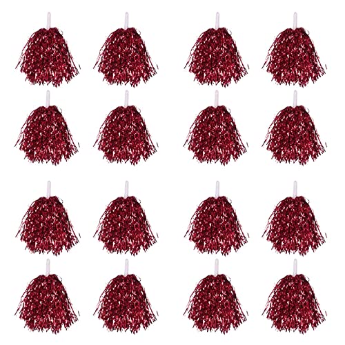 Heiikiuy 96 Stück Cheerleader-Pompons aus Metallic-Papier, mit aus Kunststoff, Rot von Heiikiuy
