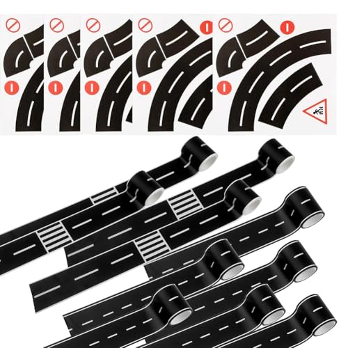 Heilanole 15 PCs Straßenbänder Aufkleber -Set mit 10 Rollen mit 16,4 Fuß Gerade Straßenspielklebeband und 5 Gebogenen Schwarzen Straßenaufklebern Heilanole 15 PCs Straßenbänder Aufkleber -Set mit 10 Rollen mit 16,4 Fuß Gerade Straßenspielklebeband und 5 Gebogenen Schwarzen Straßenaufklebern von Heilanole