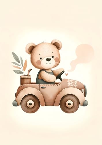 Heimisch Wunder Kinderzimmer Poster Bär im Auto – Liebevolle Deko für Jungen und Mädchen – Süße Wanddekoration für das Kinderzimmer Heimisch Wunder Kinderzimmer Poster Bär im Auto – Liebevolle Deko für Jungen und Mädchen – Süße Wanddekoration für das Kinderzimmer von Heimisch Wunder