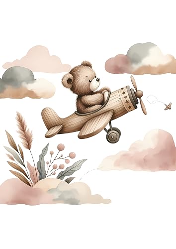 Heimisch Wunder Kinderzimmer Poster Bär im Flugzeug – Liebevolle Deko für Jungen und Mädchen – Süße Wanddekoration für das Kinderzimmer Heimisch Wunder Kinderzimmer Poster Bär im Flugzeug – Liebevolle Deko für Jungen und Mädchen – Süße Wanddekoration für das Kinderzimmer von Heimisch Wunder