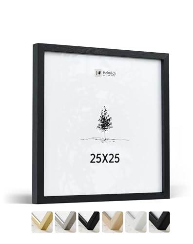 Heimlich® - Bilderrahmen - 25x25 cm, Ayous-Holz, Schwarz - Kleiner quadratischer Bilderrahmen mit Folienabdeckung - Nur zur Wandmontage von Heimlich