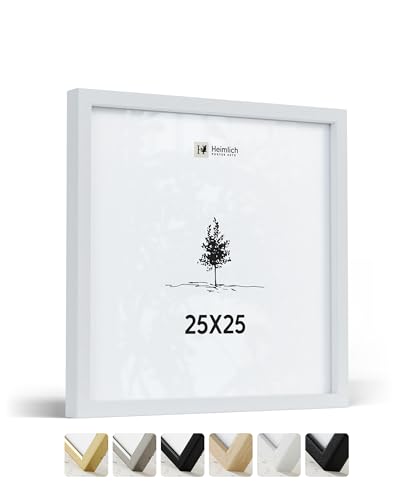 Heimlich® - Bilderrahmen - 25x25 cm, Ayous-Holz, Weiß - Kleiner quadratischer Bilderrahmen mit Folienabdeckung - Nur zur Wandmontage von Heimlich