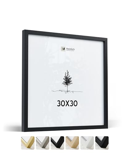 Heimlich® - Bilderrahmen - 30x30 cm, Ayous-Holz, Schwarz - Mittelgroßer quadratischer Bilderrahmen mit Folienabdeckung - Nur zur Wandmontage von Heimlich