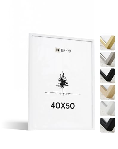 Heimlich® - Bilderrahmen - 40x50 cm, Ayous-Holz, Weiß - Kleiner DIY-Collage-Rahmen mit Folienabdeckung - Nur zur Wandmontage von Heimlich