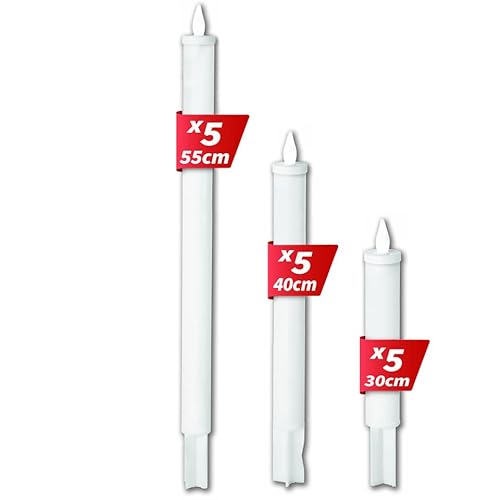 Heimwert LED Kerzenleuchten Stabkerzen batteriebetrieben flammenlos flackernd creme weiß 5 x 3er Sets von Heimwert