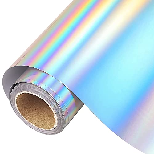 Plotterfolie Textil, 30.5cm x 305cm Flexfolie Plotter Textil für Cric und Silhouette Cameo, Verwendet in DIY-T-Shirt-Kleidung und Anderen Stoffen, Einfach zu Schneiden und zu Jäten (Holografisches) von Heinaroman